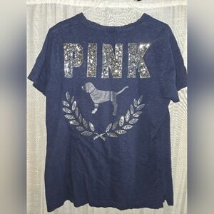 Victorias Secret PINK Sequin Crew Neck T-Shirt Size Large